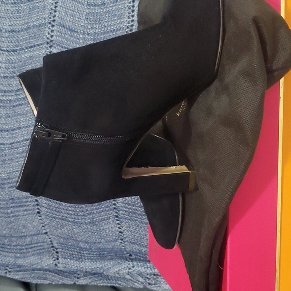 Kate Spade Suede Aldaz High Heal Boots Black size 7 1/2 B Italy Made - Picture 3 of 7